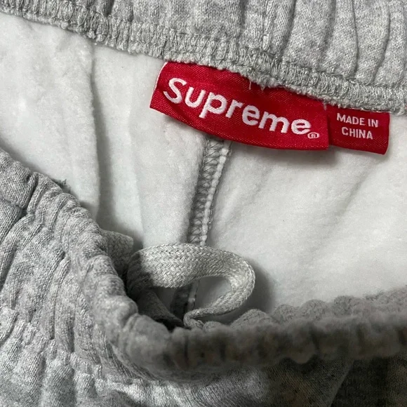 Grey Supreme Satin Applique Sweatpants